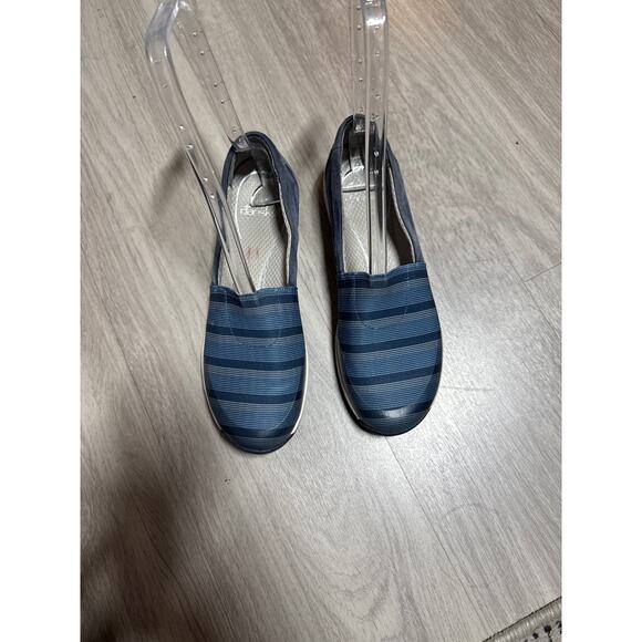 Dansko Women’s Harriet Blue Stripe Suede Canvas Slip On Shoe Sneaker Sz 38(US 7) - Picture 6 of 10